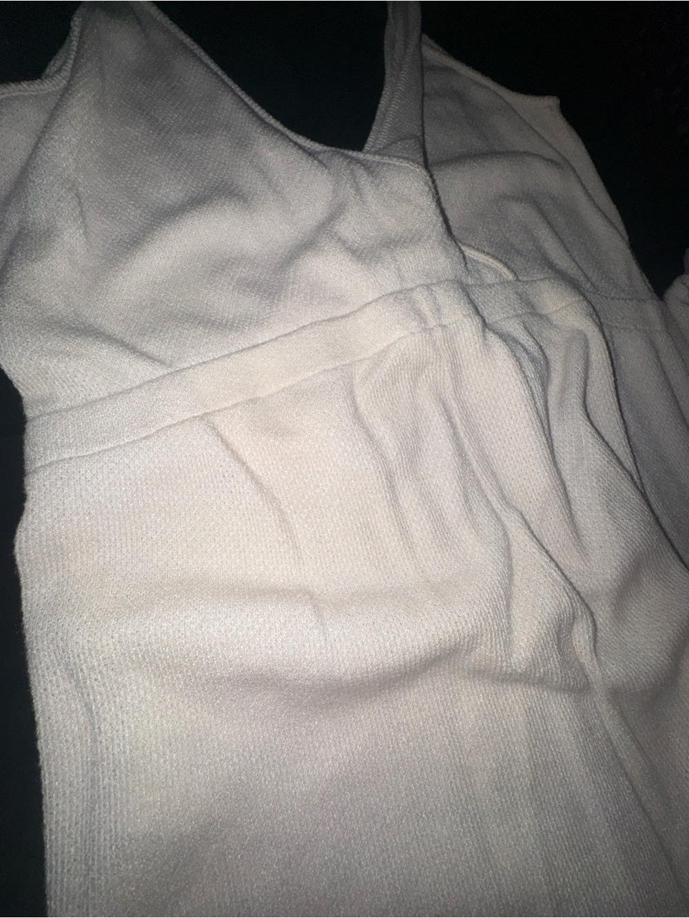 Off- White Ribbed Spaghetti Strap Jumpsuit - Picture 2 of 2